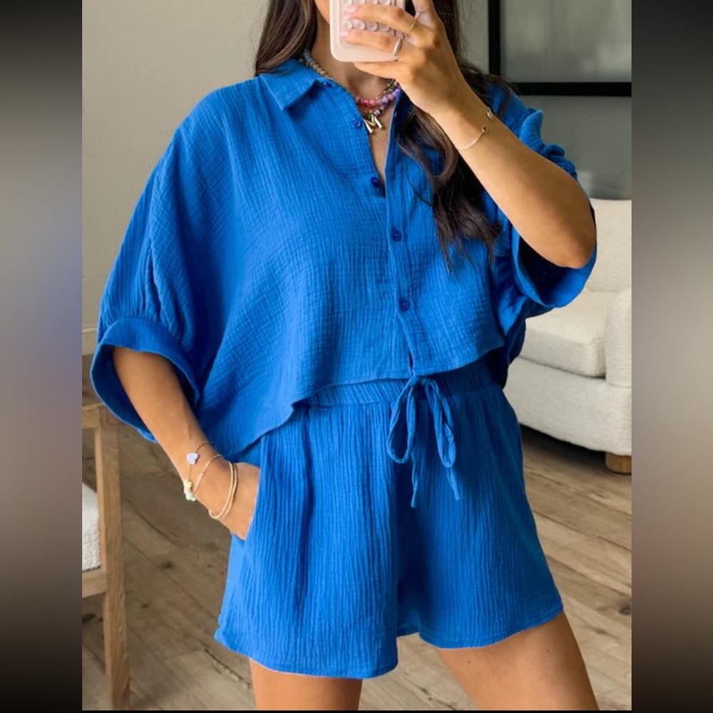 🇺🇸Shop Talulah Madi Nelson bright royal blue two piece cover up gauze small S